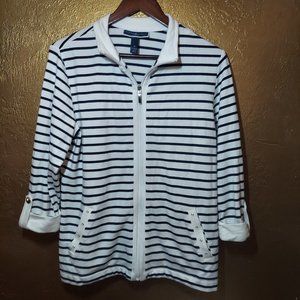 Karen Scott Striped Zip Up Jacket